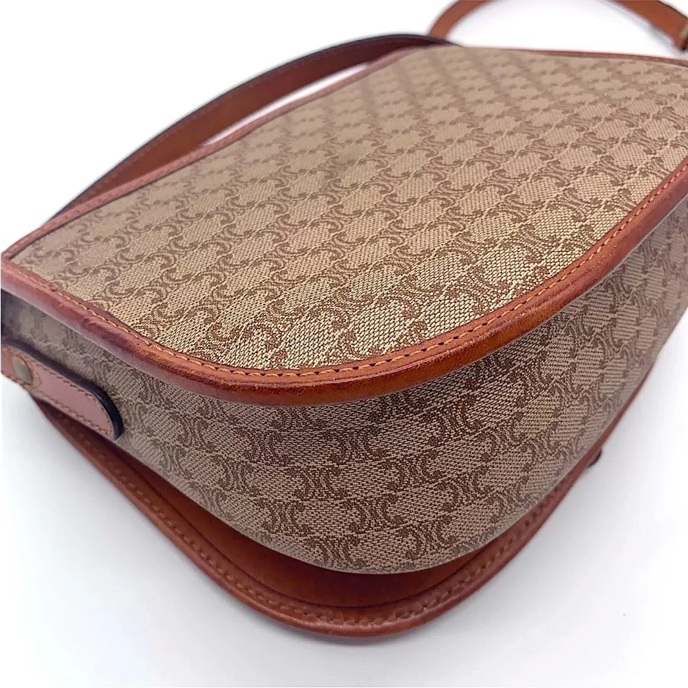 Celine Macadam Triomphe canvas and leather shoulder bag